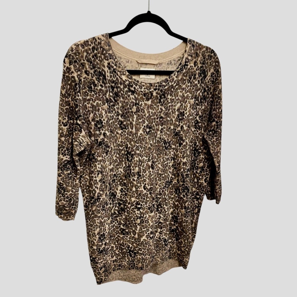 Aritzia Wilfred Balzac artsy contemporary leopard print silk cashmere sweater - Picture 4 of 12